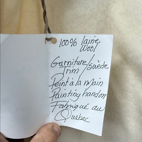 Vintage NOS Eagle Création Nord-Est Wool and Suede hand painted Women's Coat - Picture 9 of 9